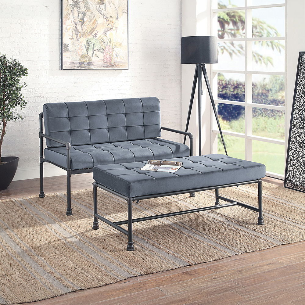 Brantley - Loveseat - Gray Velvet & Sandy Gray Finish - Urban Living Furniture (Los Angeles, CA)