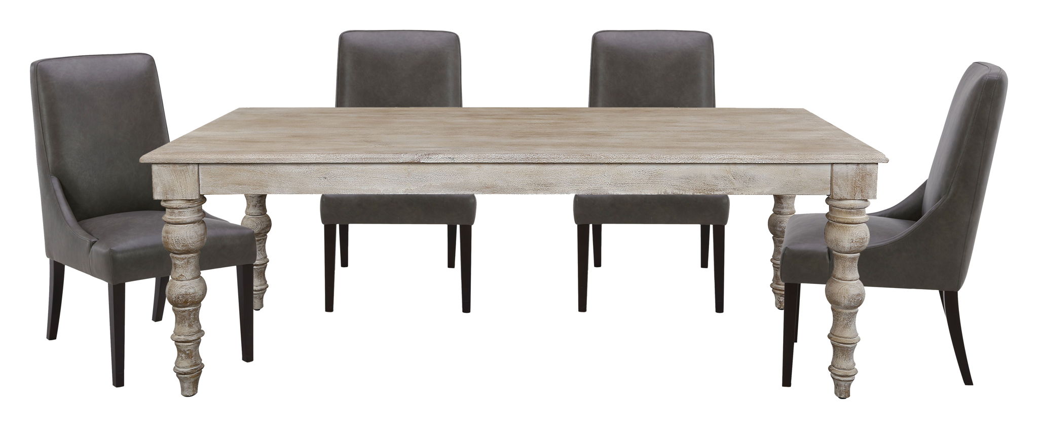 Crossings - Rectangular Dining Table With 4 Upholstered Chairs - Whitewash & Black - Urban Living Furniture (Los Angeles, CA)