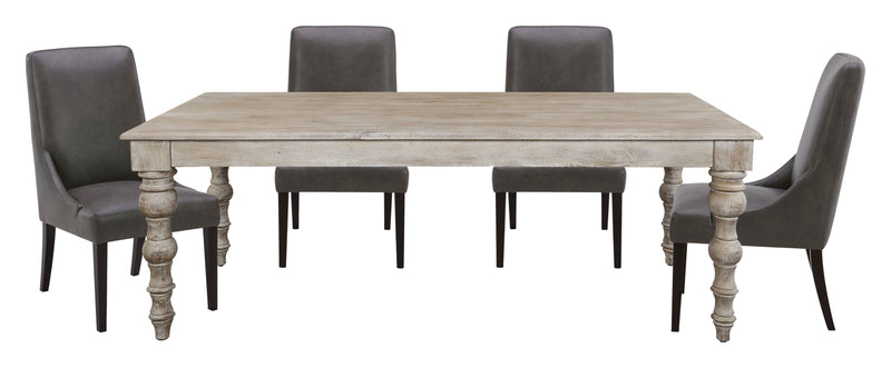 Crossings - Rectangular Dining Table With 4 Upholstered Chairs - Whitewash & Black