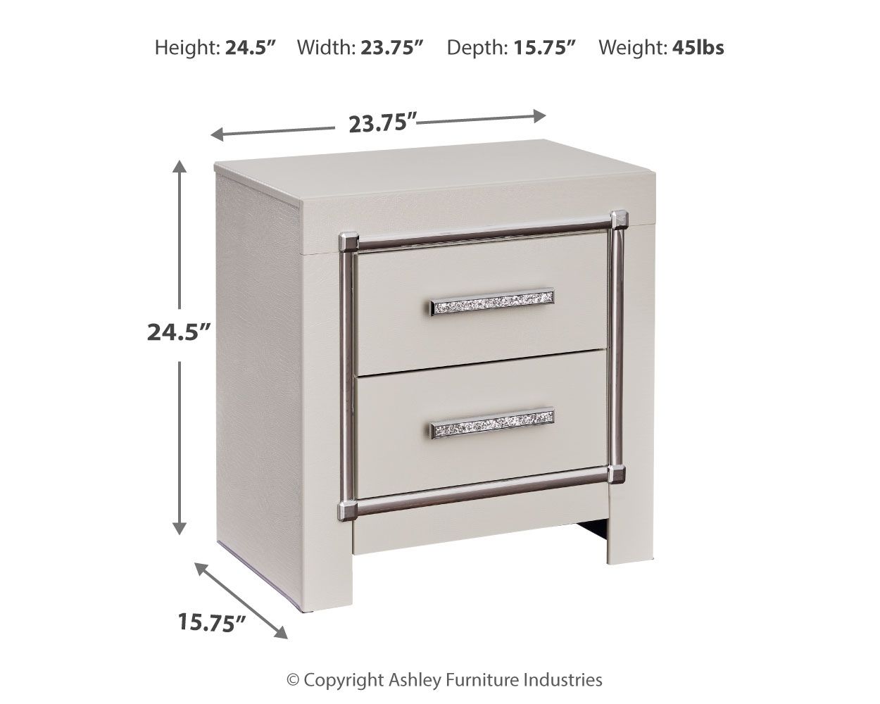 Zyniden - Silver - Two Drawer Night Stand - Urban Living Furniture (Los Angeles, CA)