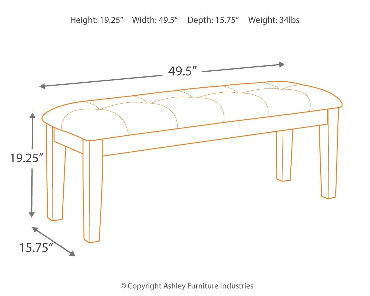 Haddigan - Dark Brown - Large UPH Dining Room Bench - Urban Living Furniture (Los Angeles, CA)