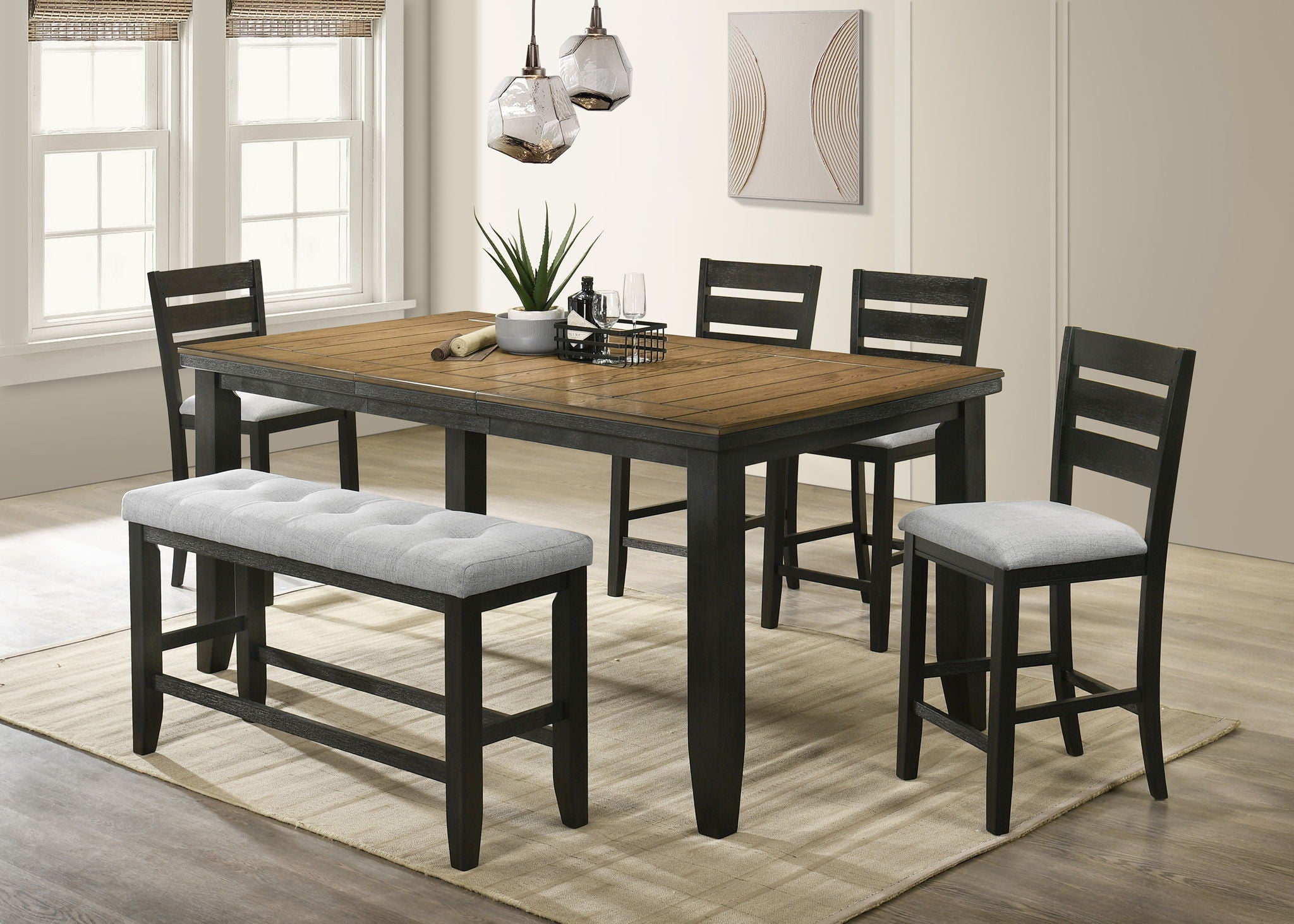 Bardstown - Counter Bench - Wheat / Charcoal - Urban Living Furniture (Los Angeles, CA)