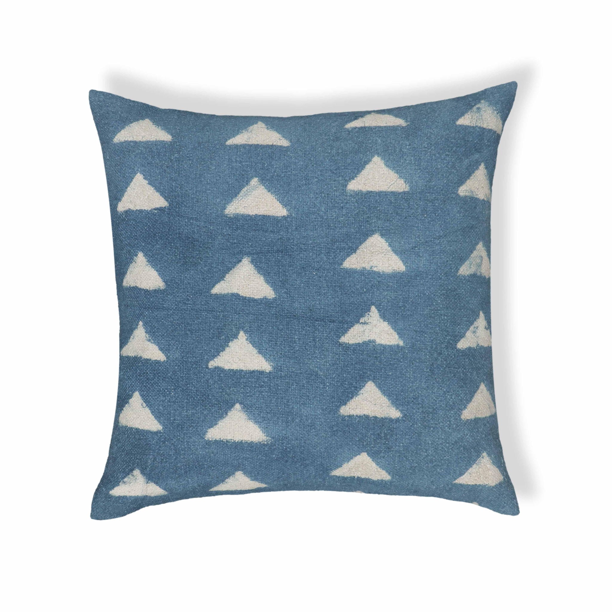Indigo - Triangles Cotton Square Accent Pillow - Indigo - Urban Living Furniture (Los Angeles, CA)