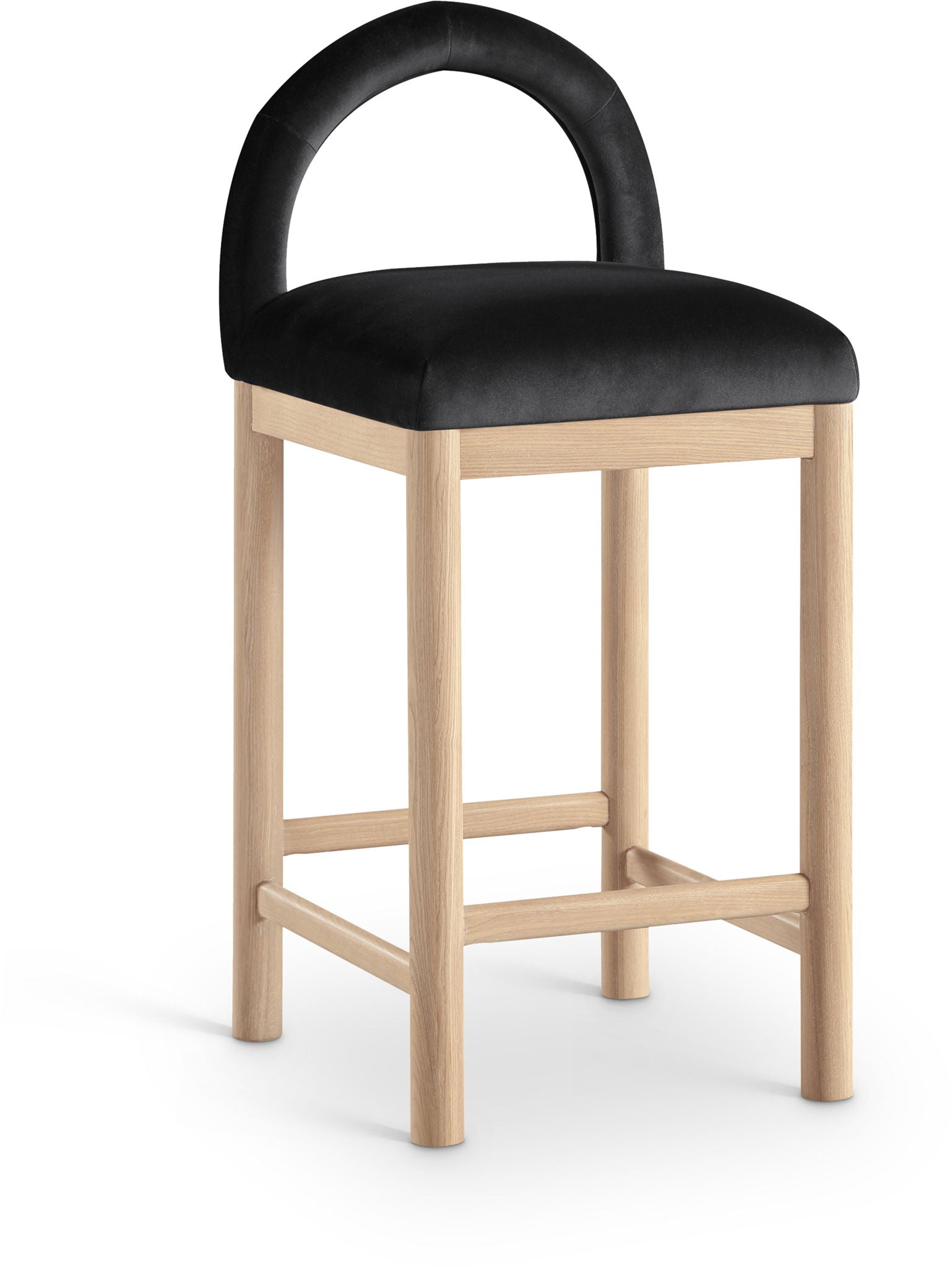 Conrad - Velvet Counter Stool With Natural Legs - Urban Living Furniture (Los Angeles, CA)