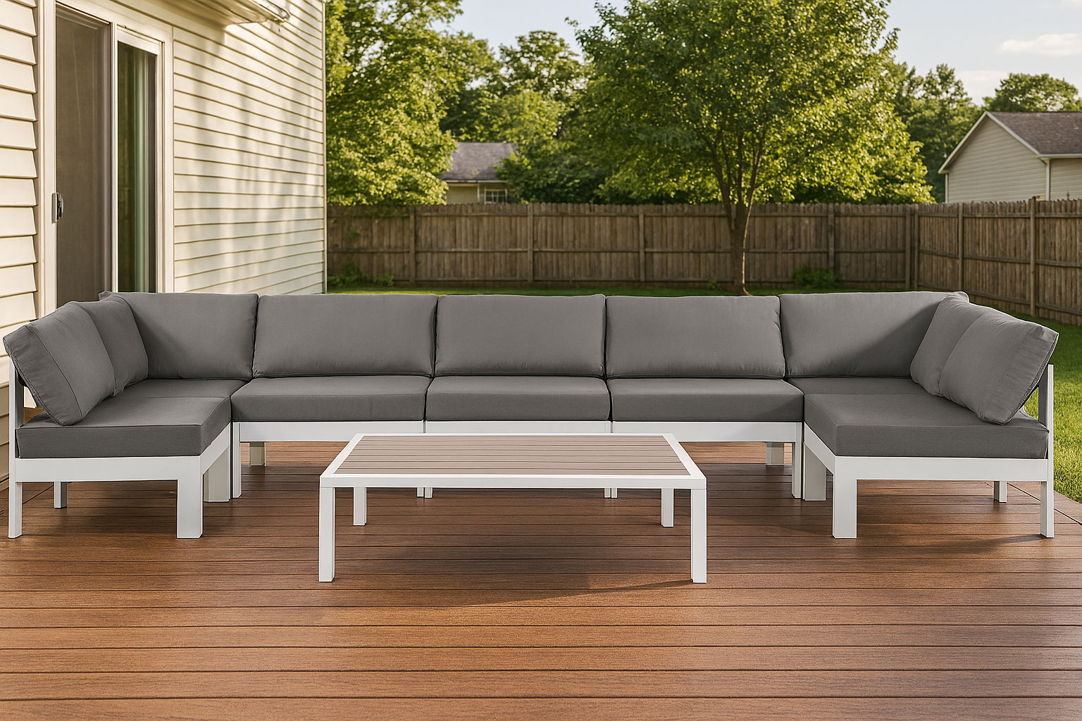 Nizuc - Outdoor Patio 7 Piece Modular Sectional With White Frame - Urban Living Furniture (Los Angeles, CA)
