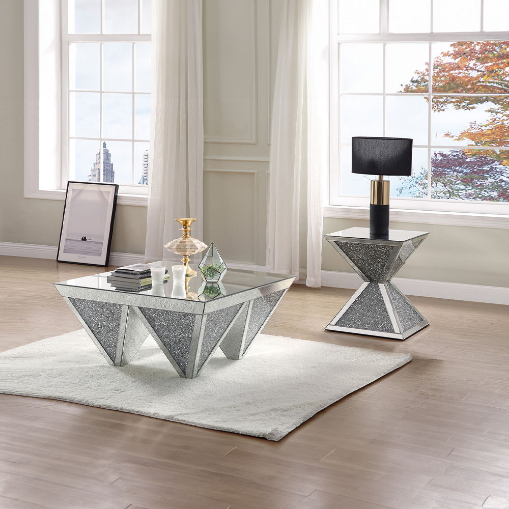 Noralie - 19"H Coffee Table With Faux Diamonds - Mirrored - Urban Living Furniture (Los Angeles, CA)
