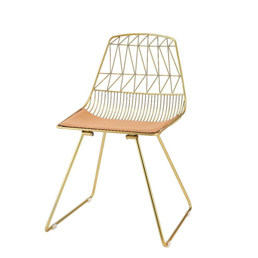Fantasia - Side Chair (Set of 2) - Whiskey Synthetic Leather & Gold - Urban Living Furniture (Los Angeles, CA)