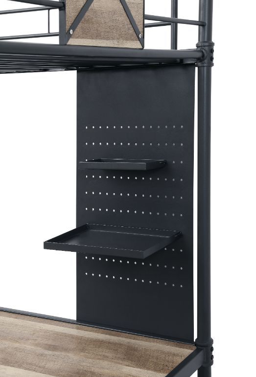 Cordelia - Twin Loft Bed - Antique Oak, Sandy Black & Dark Bronze Hand-Brushed Finish - 78" - Urban Living Furniture (Los Angeles, CA)