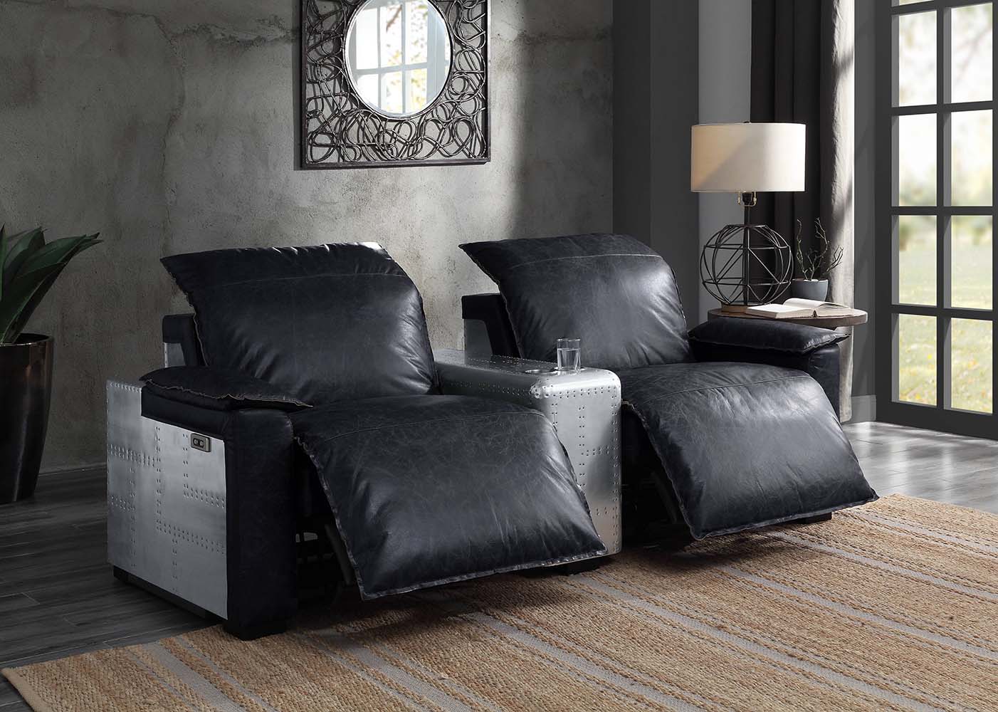 Misezon - Recliner - Black Top Grain Leather & Aluminum - Urban Living Furniture (Los Angeles, CA)