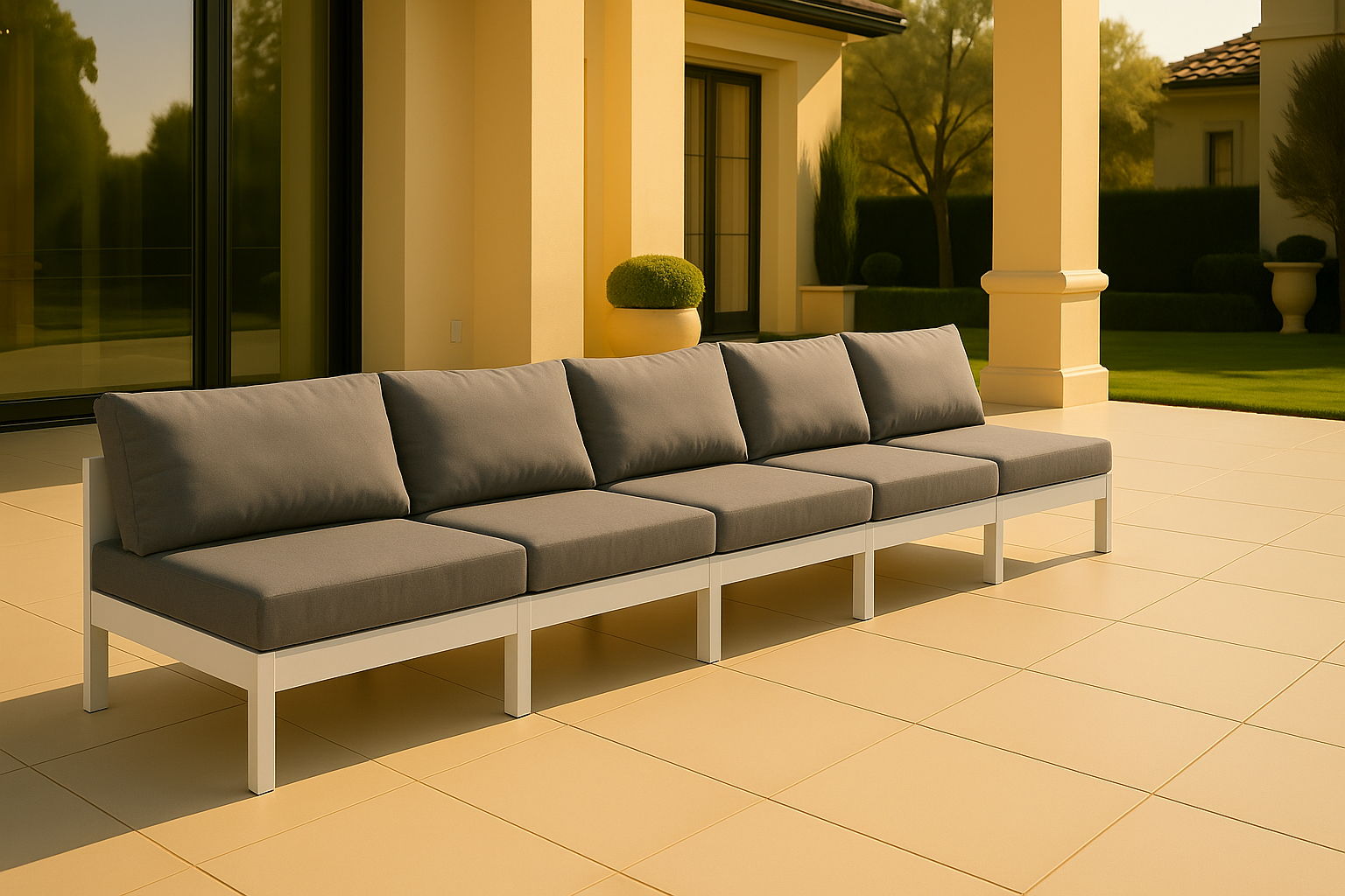 Nizuc - Outdoor Patio 5 Seat Modular Armless Sofa With White Frame - Urban Living Furniture (Los Angeles, CA)