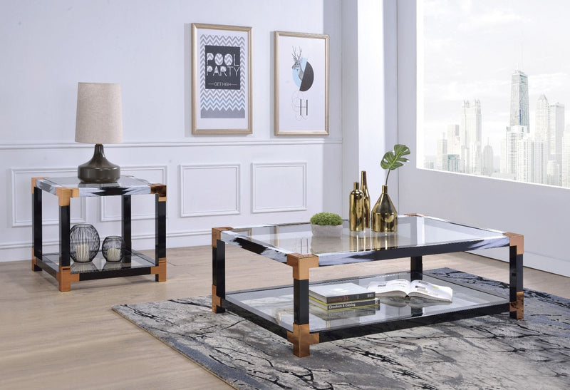 Lafty - End Table - White Brushed & Clear Glass - Urban Living Furniture (Los Angeles, CA)