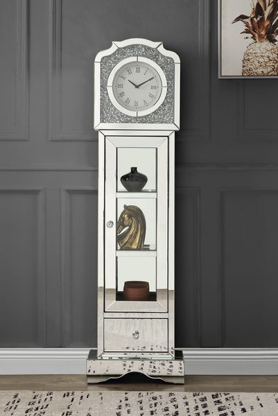 Noralie - Grandfather Clock - Mirrored & Faux Diamonds - Urban Living Furniture (Los Angeles, CA)