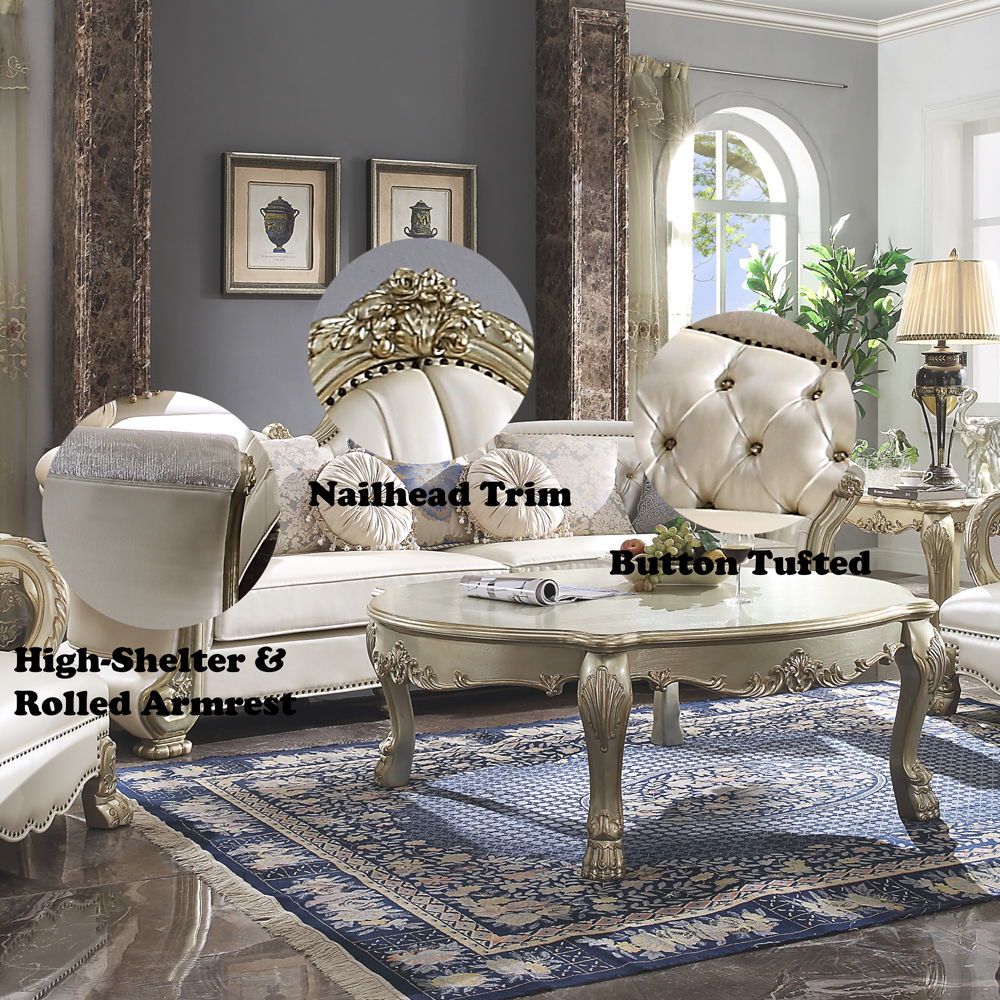 Dresden II - Sofa - Pearl PU & Gold Patina - Urban Living Furniture (Los Angeles, CA)