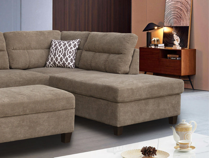Diego - Fabric Sectional Sofa With Right Facing Chaise, Storage Ottoman, And 2 Accent Pillows - Urban Living Furniture (Los Angeles, CA)