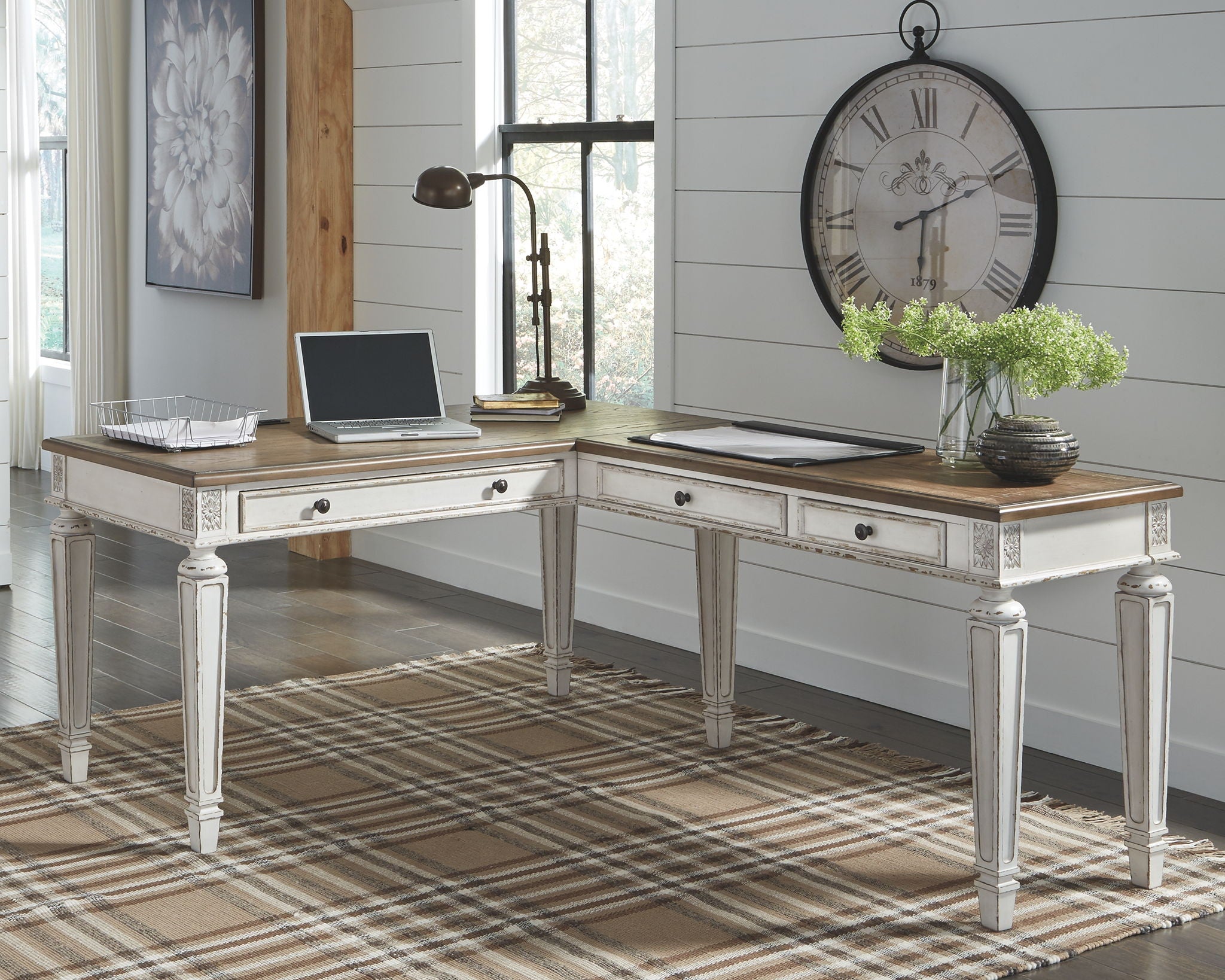 Realyn - Home Office L Shaped Desk - White / Brown - Urban Living Furniture (Los Angeles, CA)