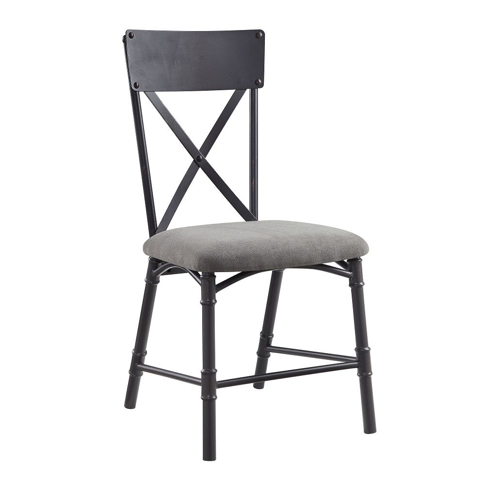 Edina - Side Chair (Set of 2) - Gray Fabric, Oak & Sandy Black - Urban Living Furniture (Los Angeles, CA)