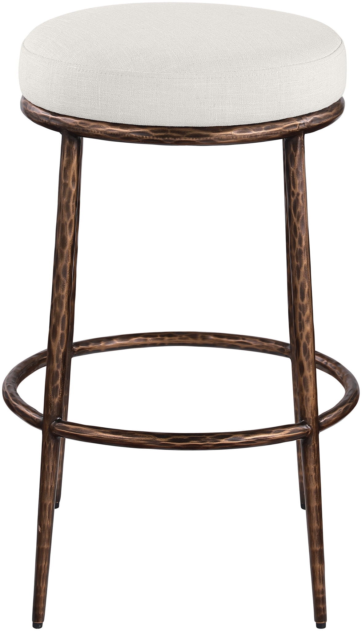 Ferro - Performance Fabric Upholstered Backless Bar Stool - Cream / Antique Bronze - Urban Living Furniture (Los Angeles, CA)
