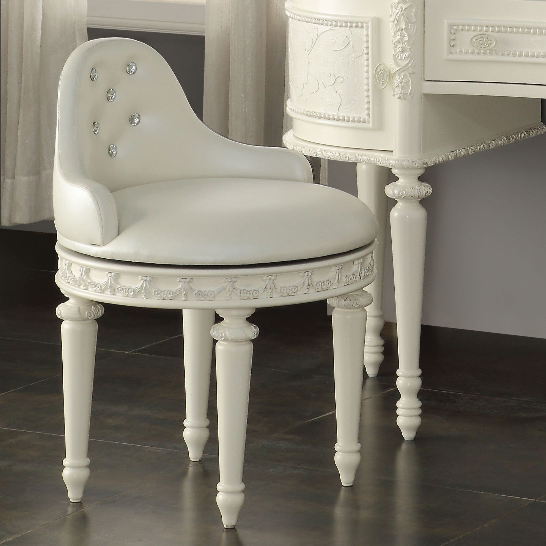 Dorothy - Vanity Chair With Swivel - Ivory - Urban Living Furniture (Los Angeles, CA)