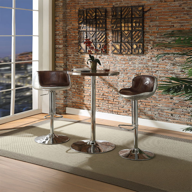 Brancaster - Bar Table - Retro Brown Top Grain Leather & Aluminum - Urban Living Furniture (Los Angeles, CA)