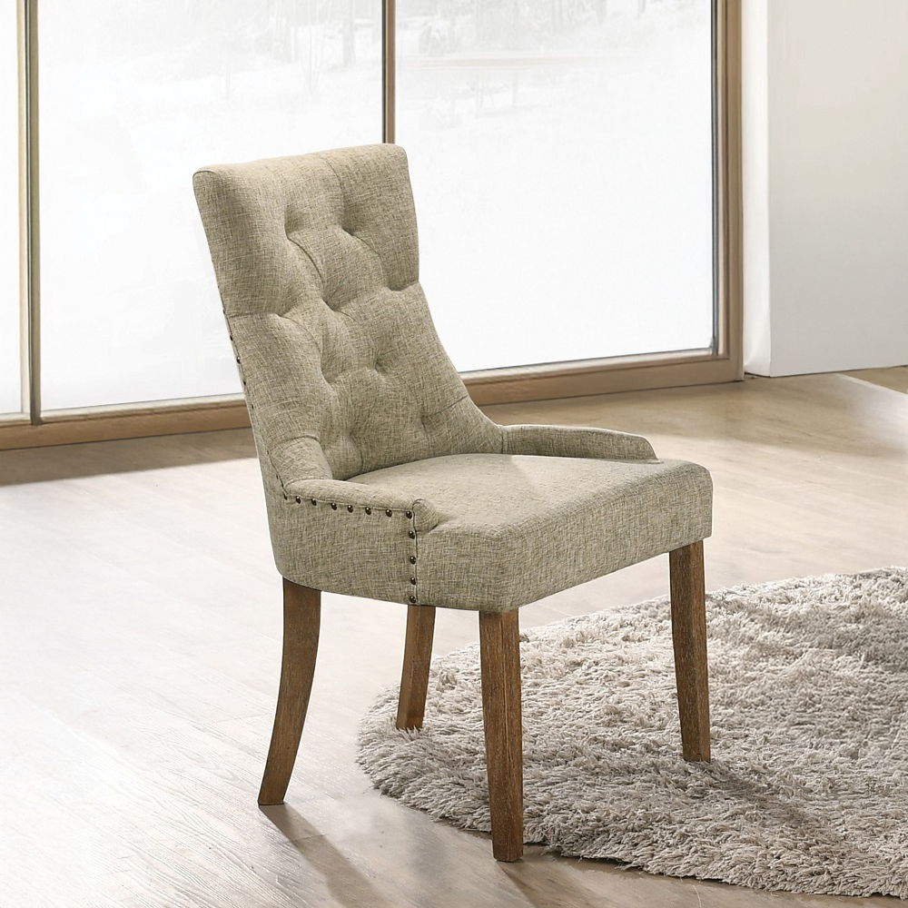 Yotam - Side Chair (Set of 2) - Beige Fabric & Salvaged Oak - Urban Living Furniture (Los Angeles, CA)