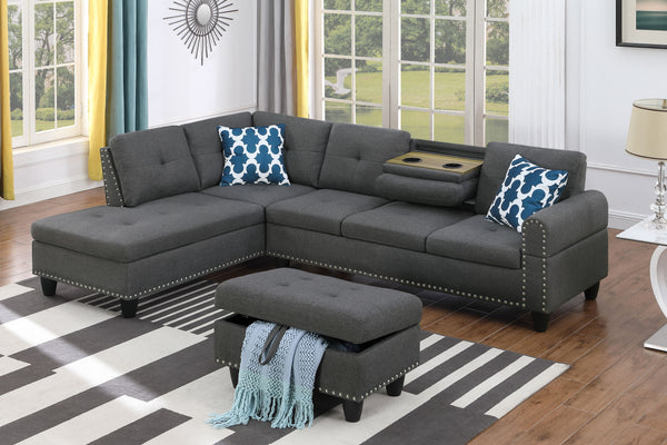 Alger - 98" Wide Left Hand Facing Sofa & Chaise With Ottoman - Urban Living Furniture (Los Angeles, CA)