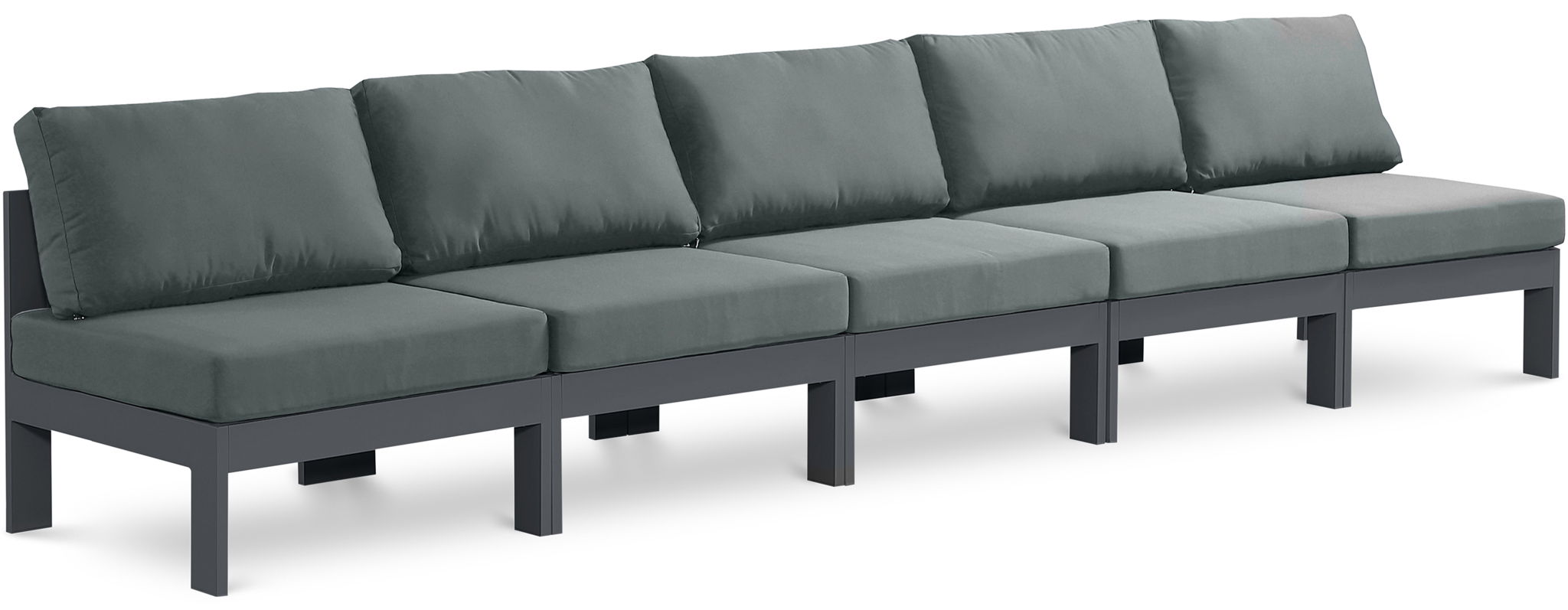 Nizuc - Outdoor Patio 5 Seat Modular Armless Sofa With Gray Frame - Urban Living Furniture (Los Angeles, CA)
