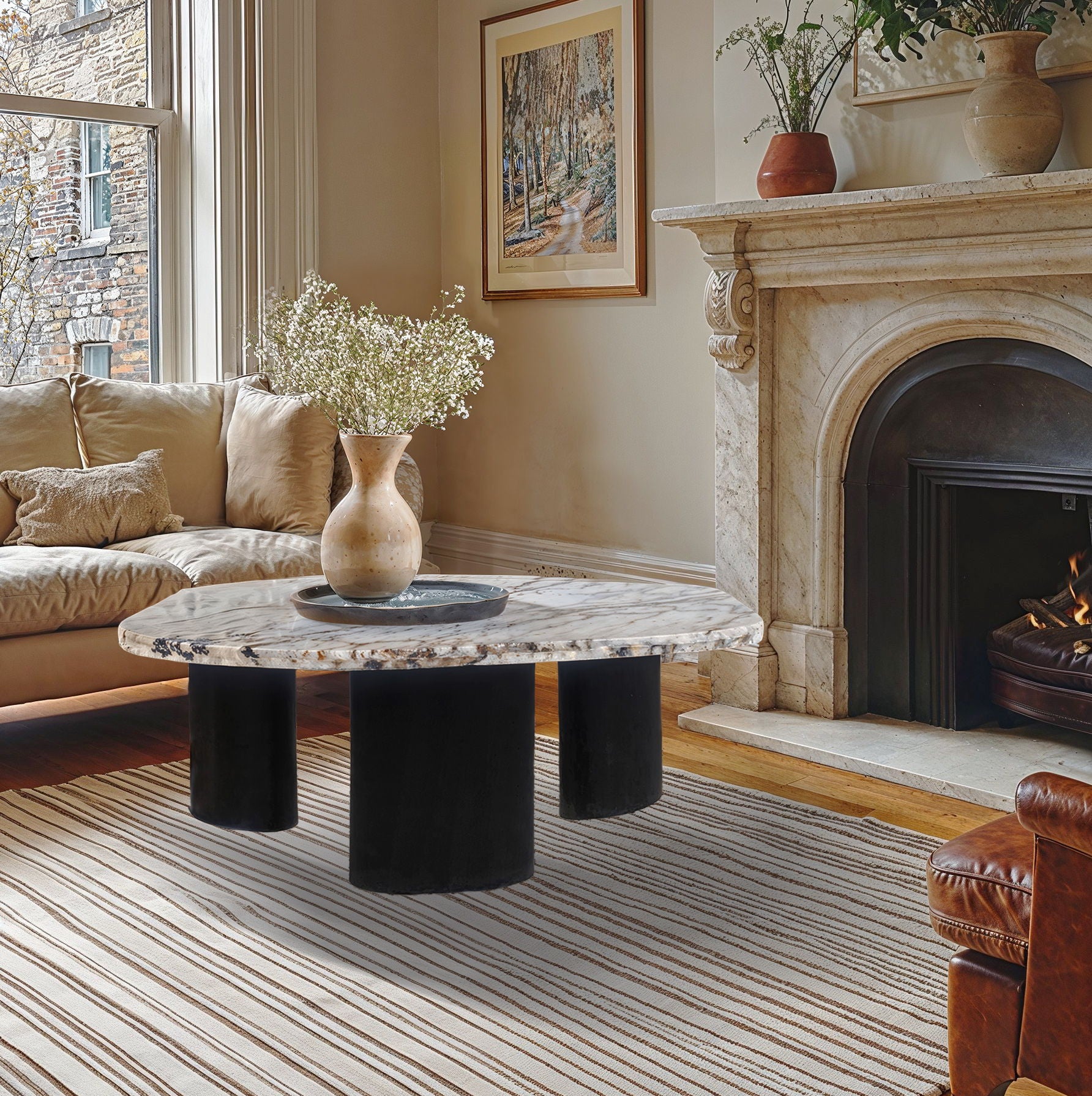 Puglia - Marble Top And Oak Wood Base Table - Urban Living Furniture (Los Angeles, CA)
