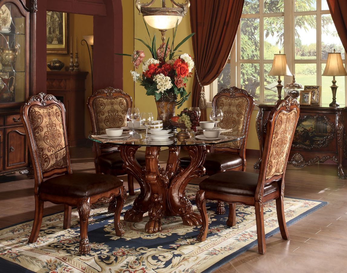 Dresden - Dining Table - Clear Glass Top & Cherry Oak - Urban Living Furniture (Los Angeles, CA)