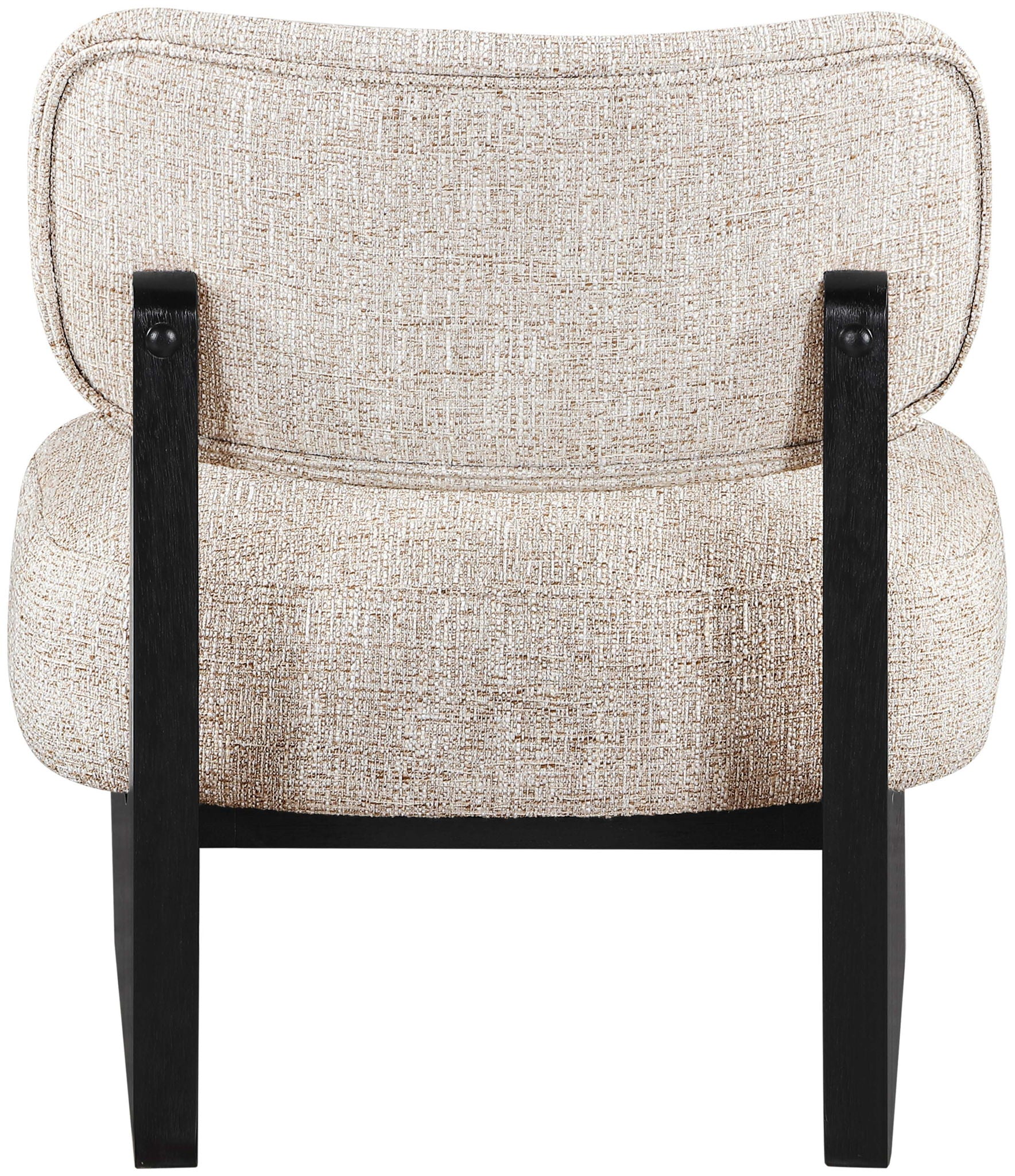 Vetra - Linen Textured Fabric Upholstered Accent Chair With Black Base