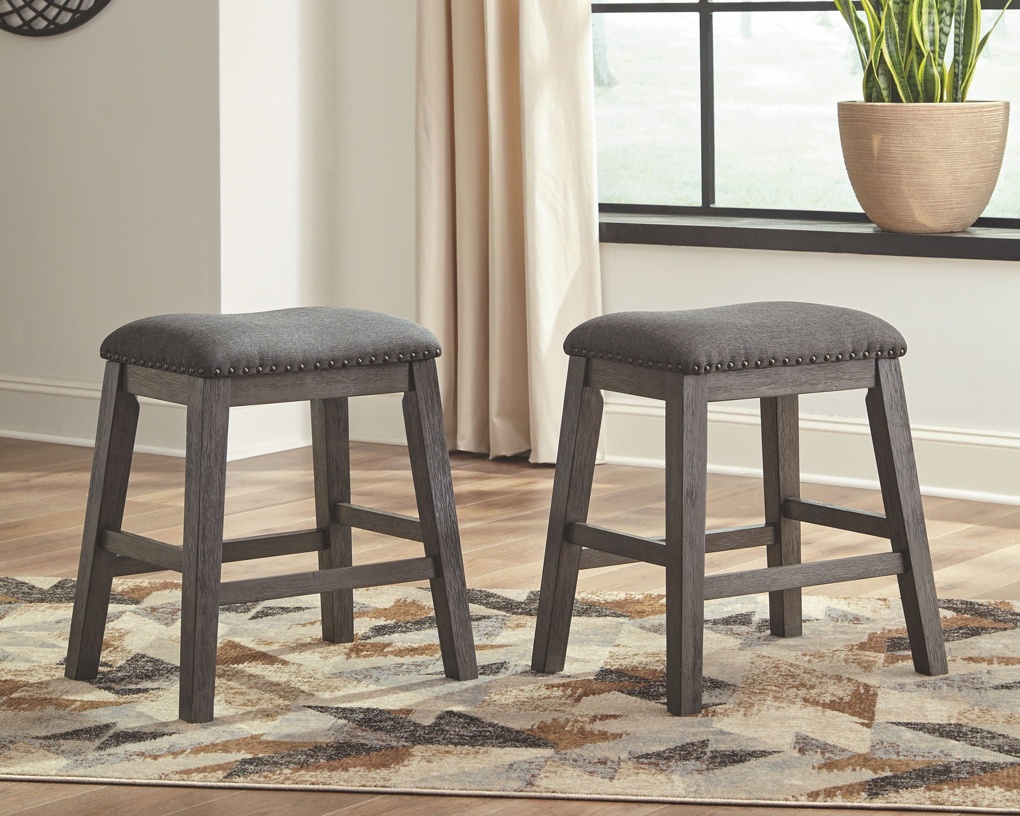 Caitbrook - Gray - Upholstered Stool (Set of 2) - Urban Living Furniture (Los Angeles, CA)