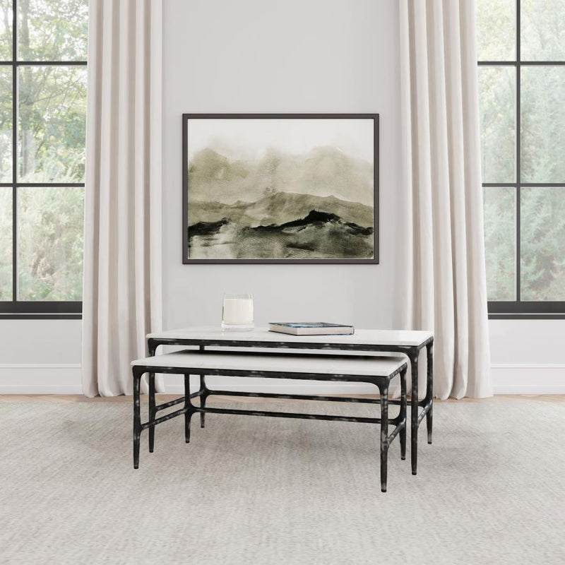 Ebby - 2 Piece Genuine Marble Top Nesting Coffee Tables - White