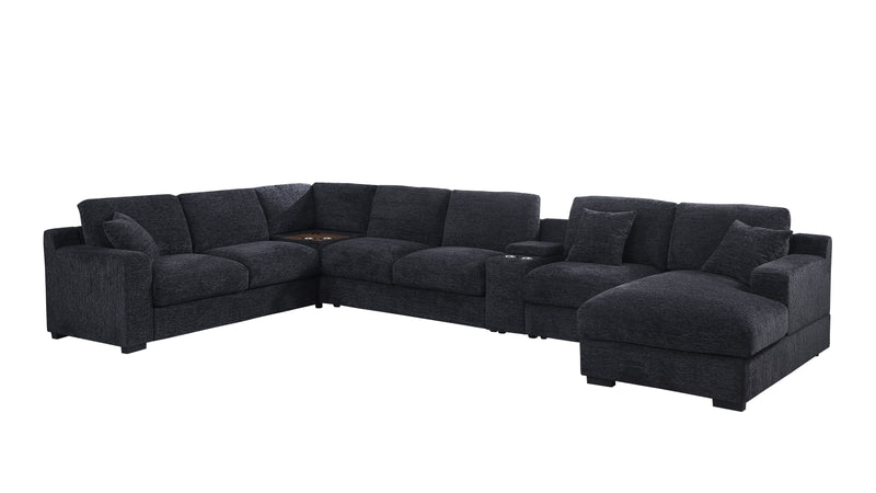 Celine - Chenille Fabric Corner Sectional Sofa With Right-Facing Chaise, Cupholders, And Charging Ports - Urban Living Furniture (Los Angeles, CA)
