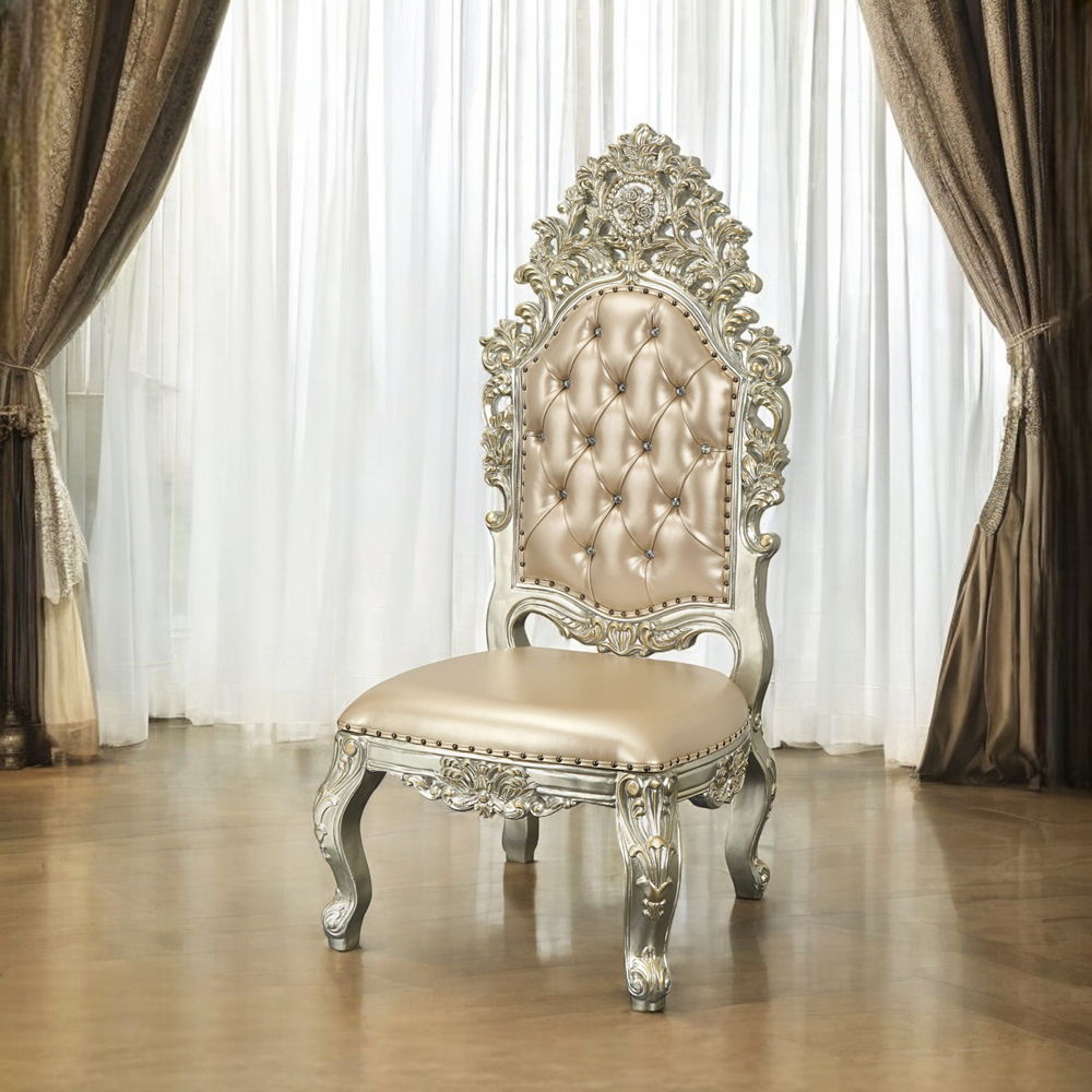 Sorina - Side Chair (Set of 2) - Synthetic Leather & Antique Gold - Urban Living Furniture (Los Angeles, CA)