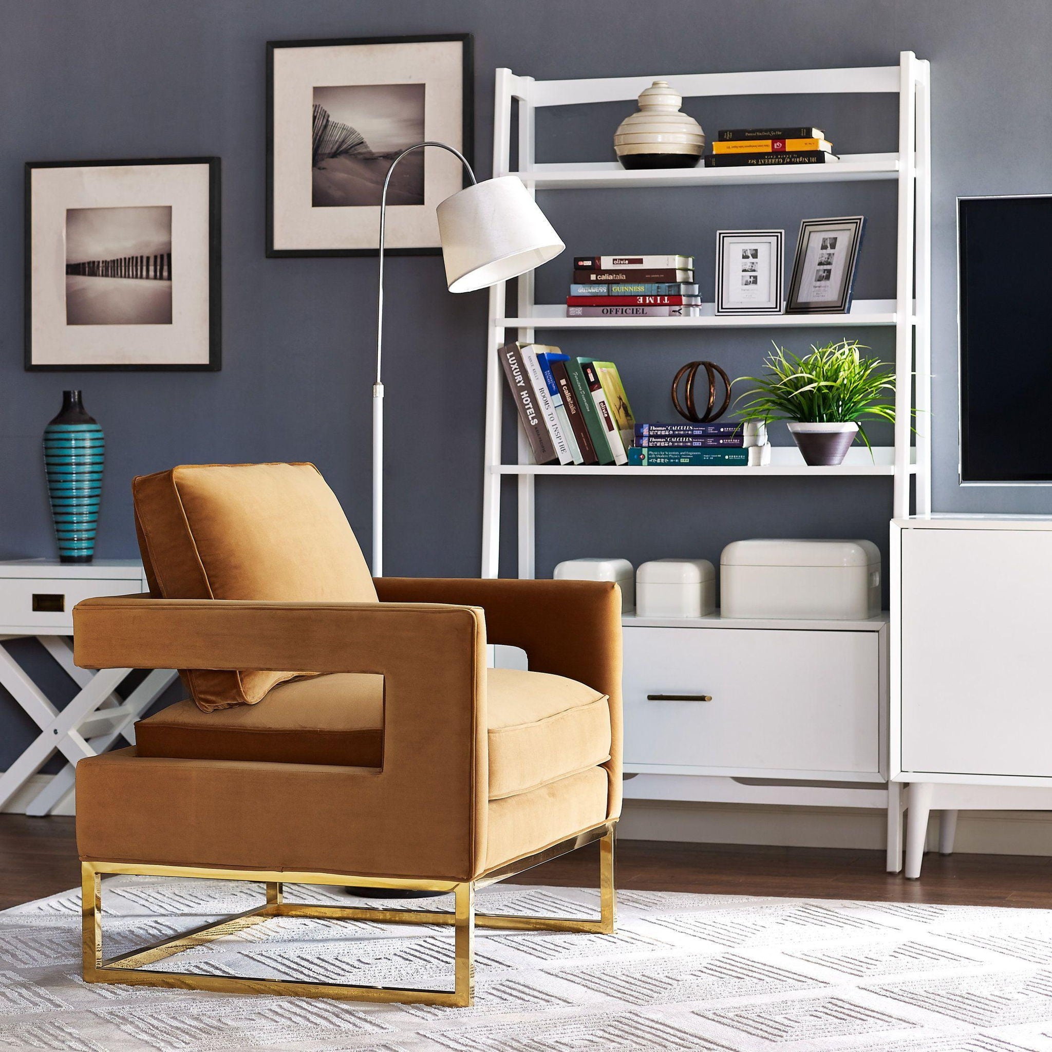 Avery - Velvet Chair With Polished Gold Base - Urban Living Furniture (Los Angeles, CA)