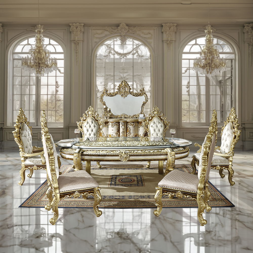 Desiderius - Dining Table - Antique Gold & Hand-Painted Brown - Urban Living Furniture (Los Angeles, CA)