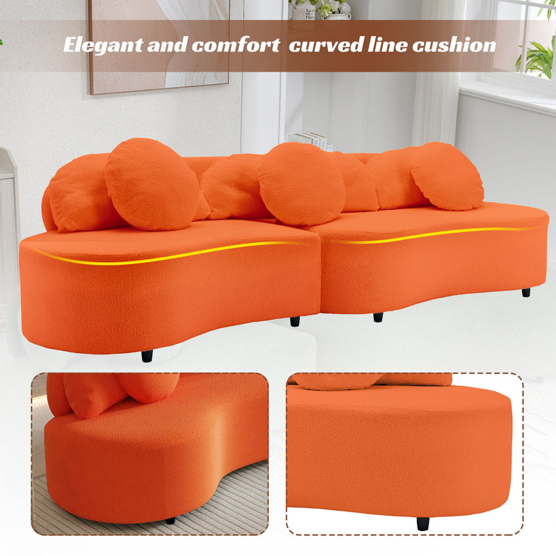Modern Living Room Sofa Lamb Velvet Upholstered For Home