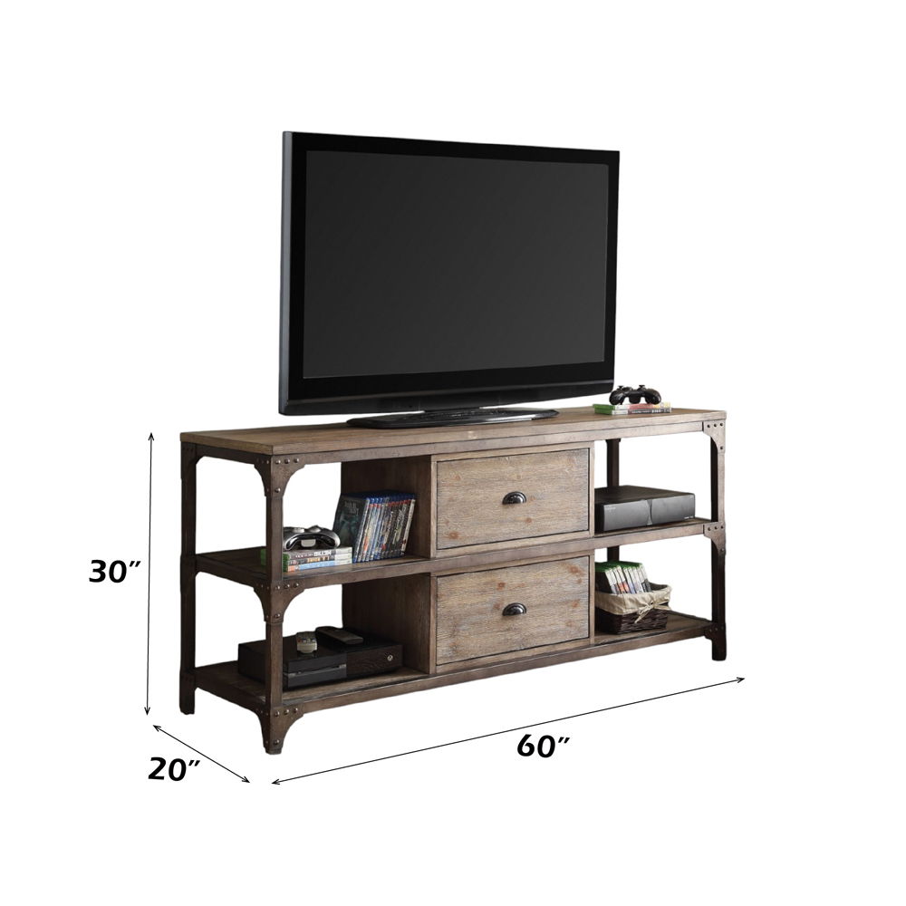 Gorden - TV Stand - Weathered Oak & Antique Silver Metal - Urban Living Furniture (Los Angeles, CA)