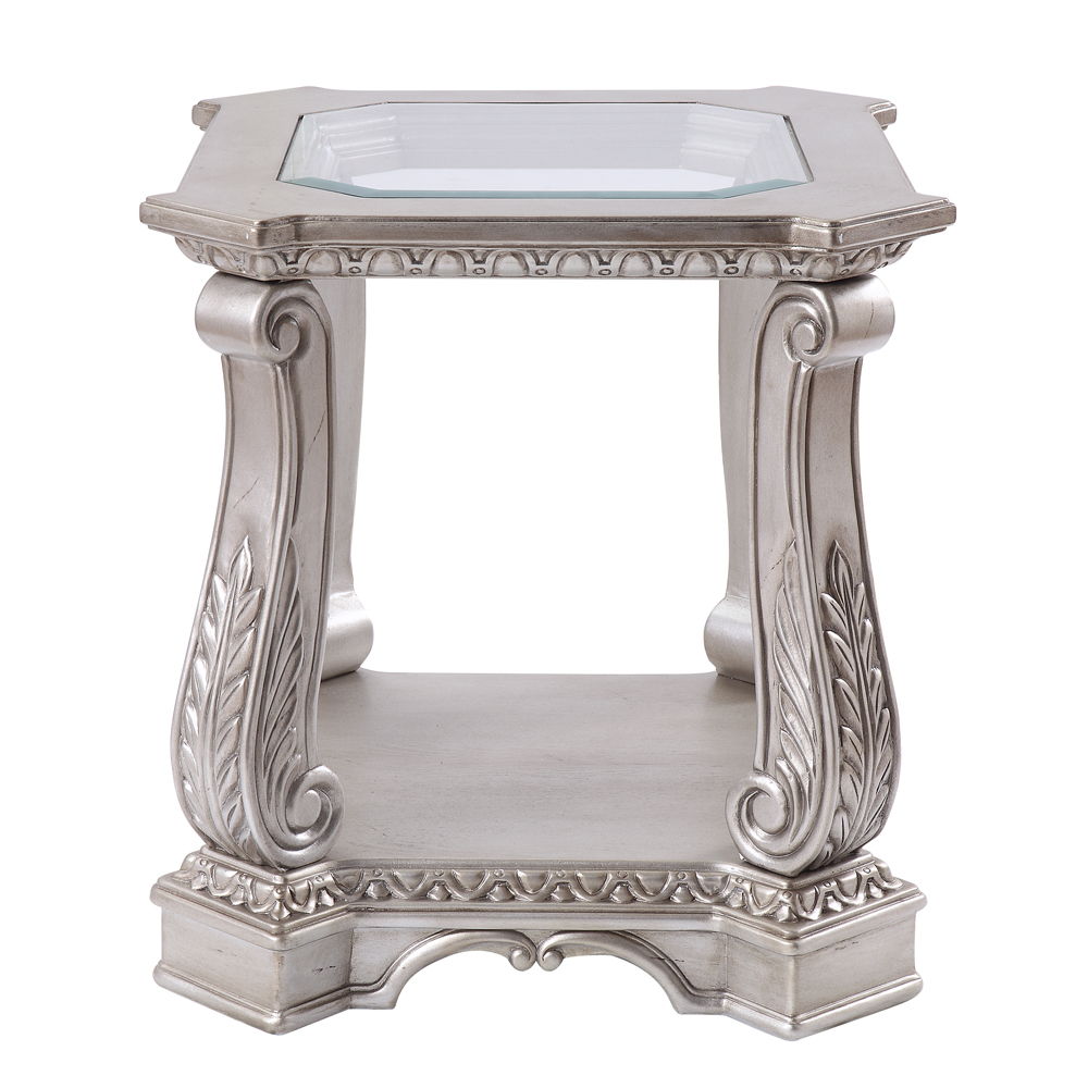 Northville - End Table - Antique Silver & Clear Glass - Urban Living Furniture (Los Angeles, CA)