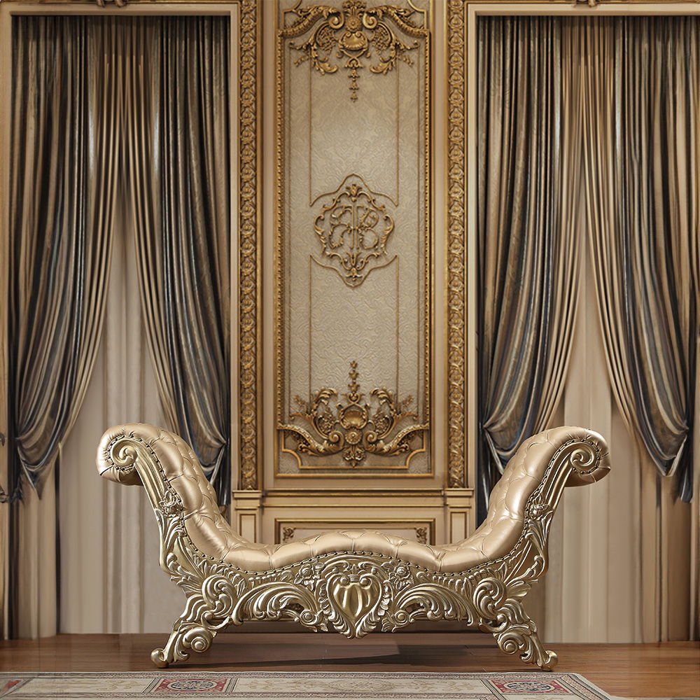 Vatican - Bench - Synthetic Leather, Light Gold & Champagne Silver - Urban Living Furniture (Los Angeles, CA)