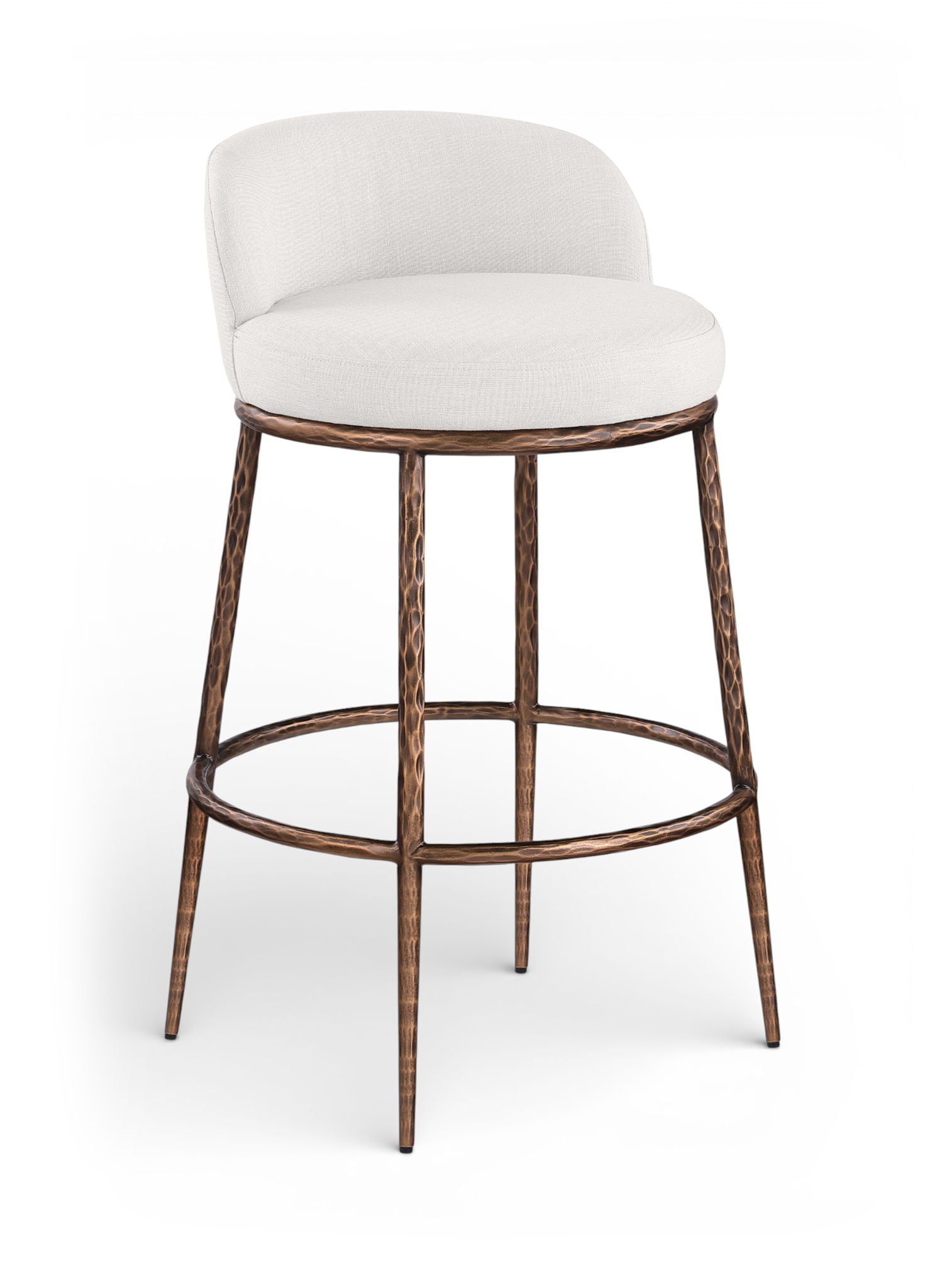 Ferro - Performance Fabric Upholstered Bar Stool - Cream / Antique Bronze - Urban Living Furniture (Los Angeles, CA)