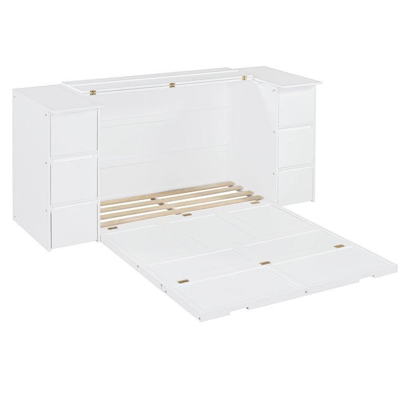 Murphy Bed With Drawers, Cabinets, And USB Ports