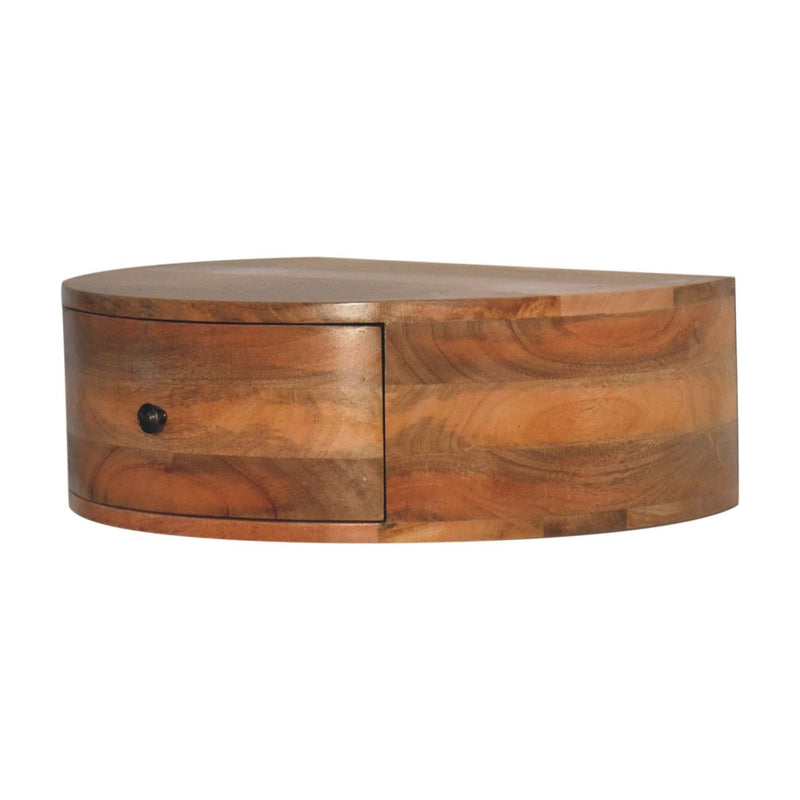 Large Wall Mounted Rounded Bedside Table - Beige