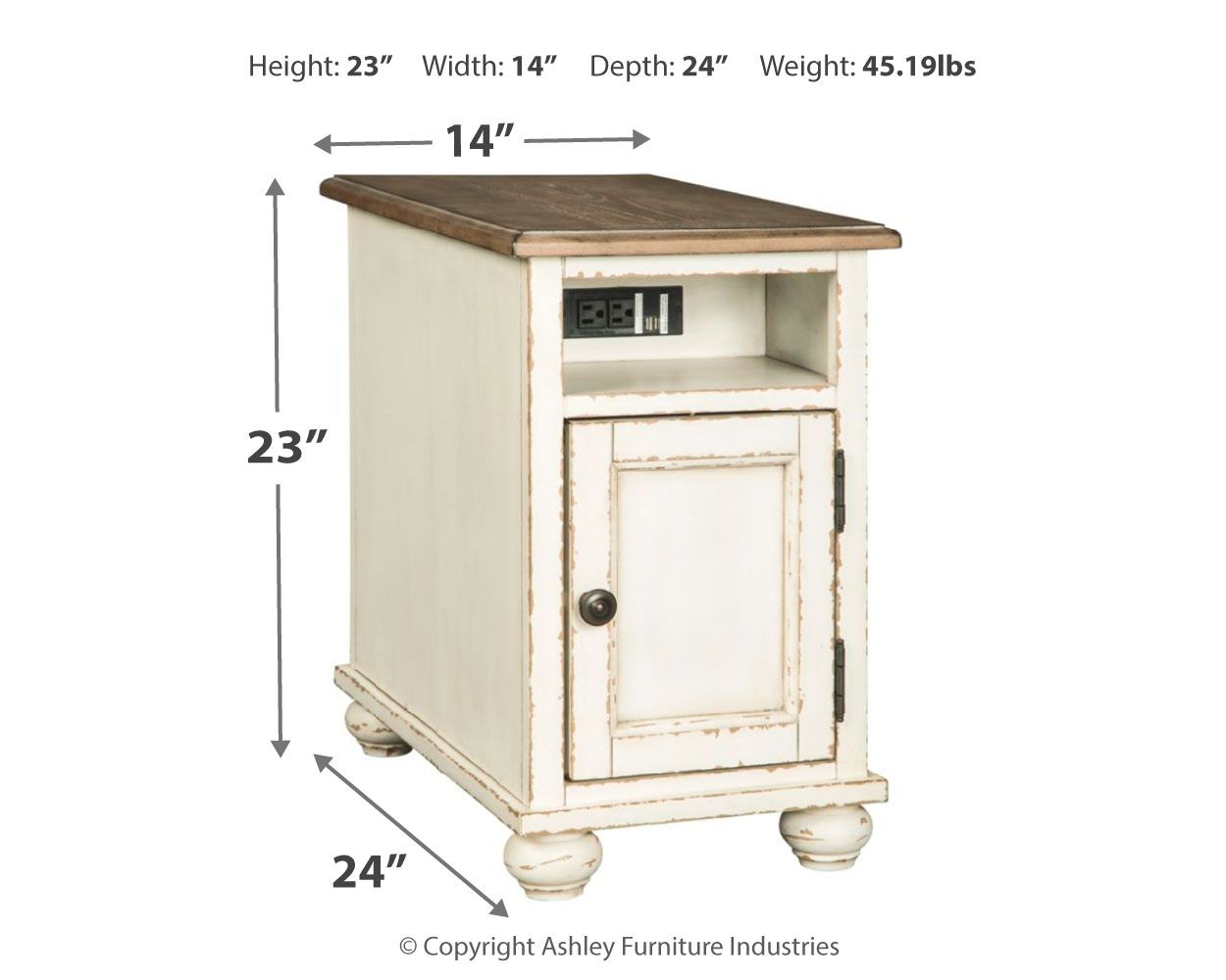 Realyn - White / Brown - Chair Side End Table - AC / USB - Urban Living Furniture (Los Angeles, CA)