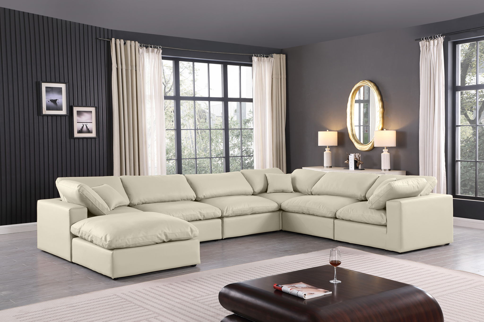 Comfy - 7 Piece Faux Leather Modular Sectional With Chaise - Urban Living Furniture (Los Angeles, CA)