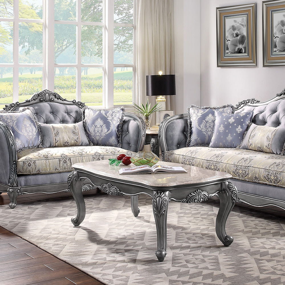 Ariadne - Coffee Table - Marble Top & Platinum - Urban Living Furniture (Los Angeles, CA)