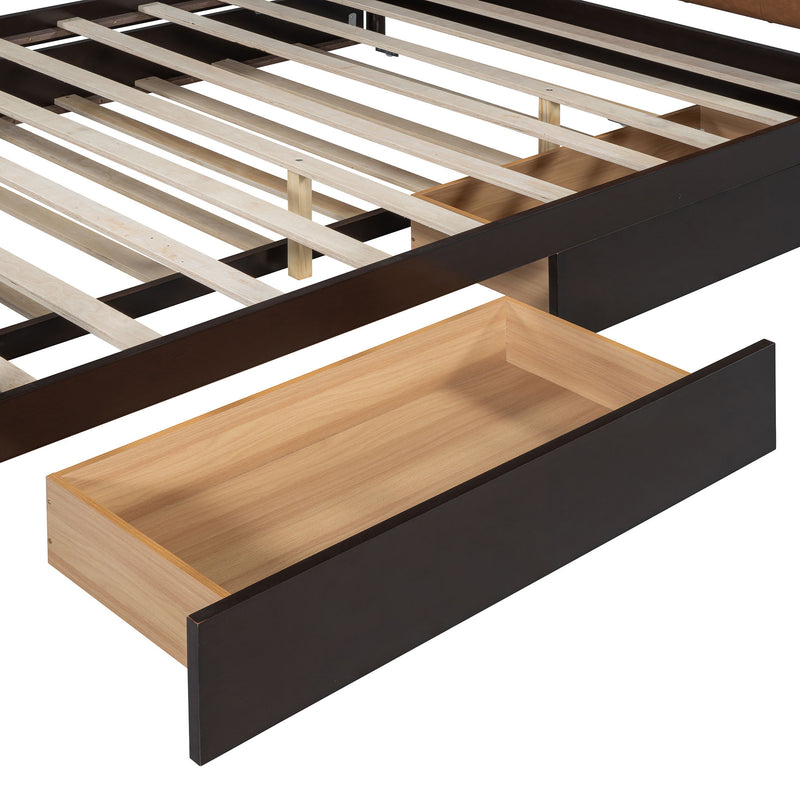 Storage Platform Bed, With 2 Big Drawers, Trundle