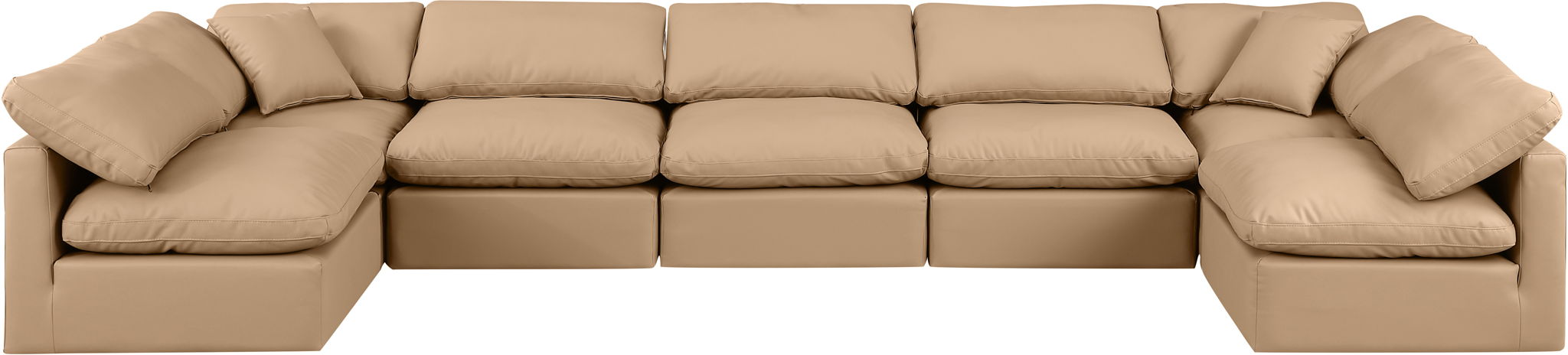 Indulge - Faux Leather 7 Piece Modular U-Shaped Sectional - Tan - Urban Living Furniture (Los Angeles, CA)