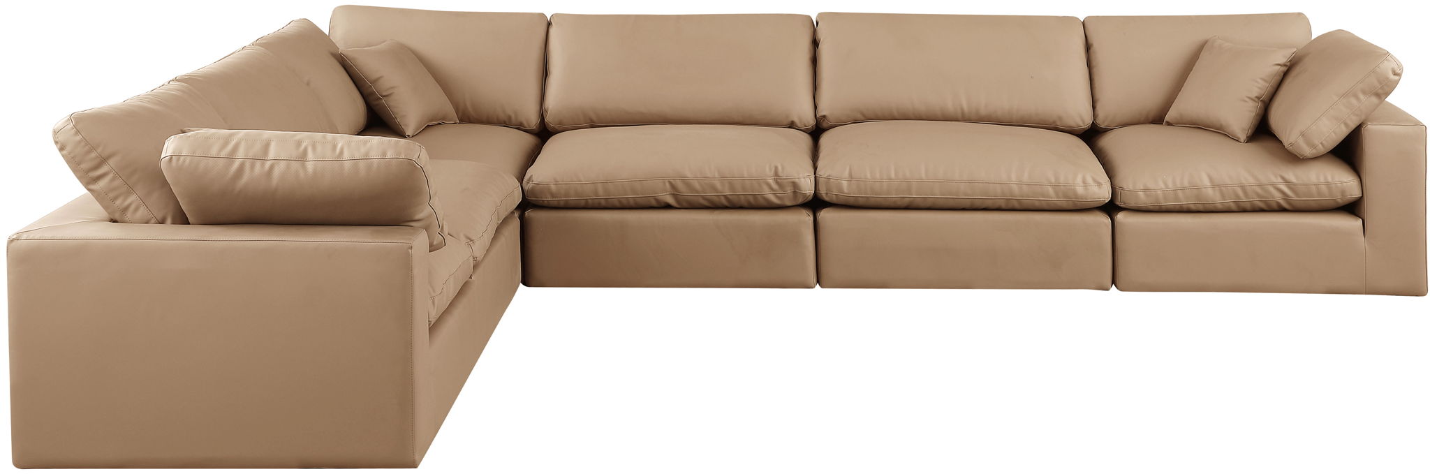 Comfy - 6 Piece Faux Leather Modular Corner Sectional - Tan - Urban Living Furniture (Los Angeles, CA)