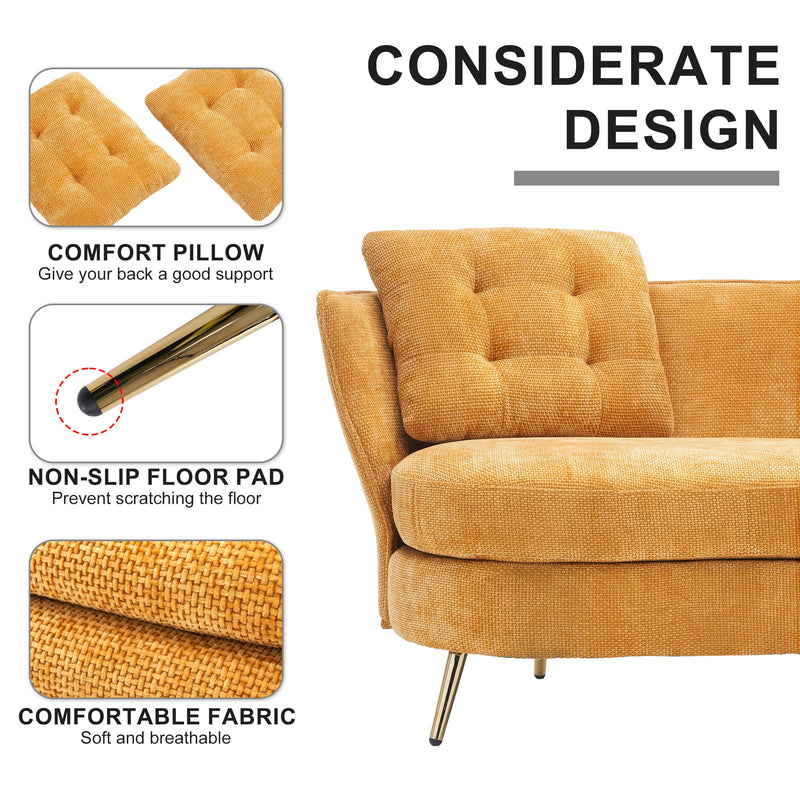 Loveseat Sofa, Upholstered Couch With Metal Legs