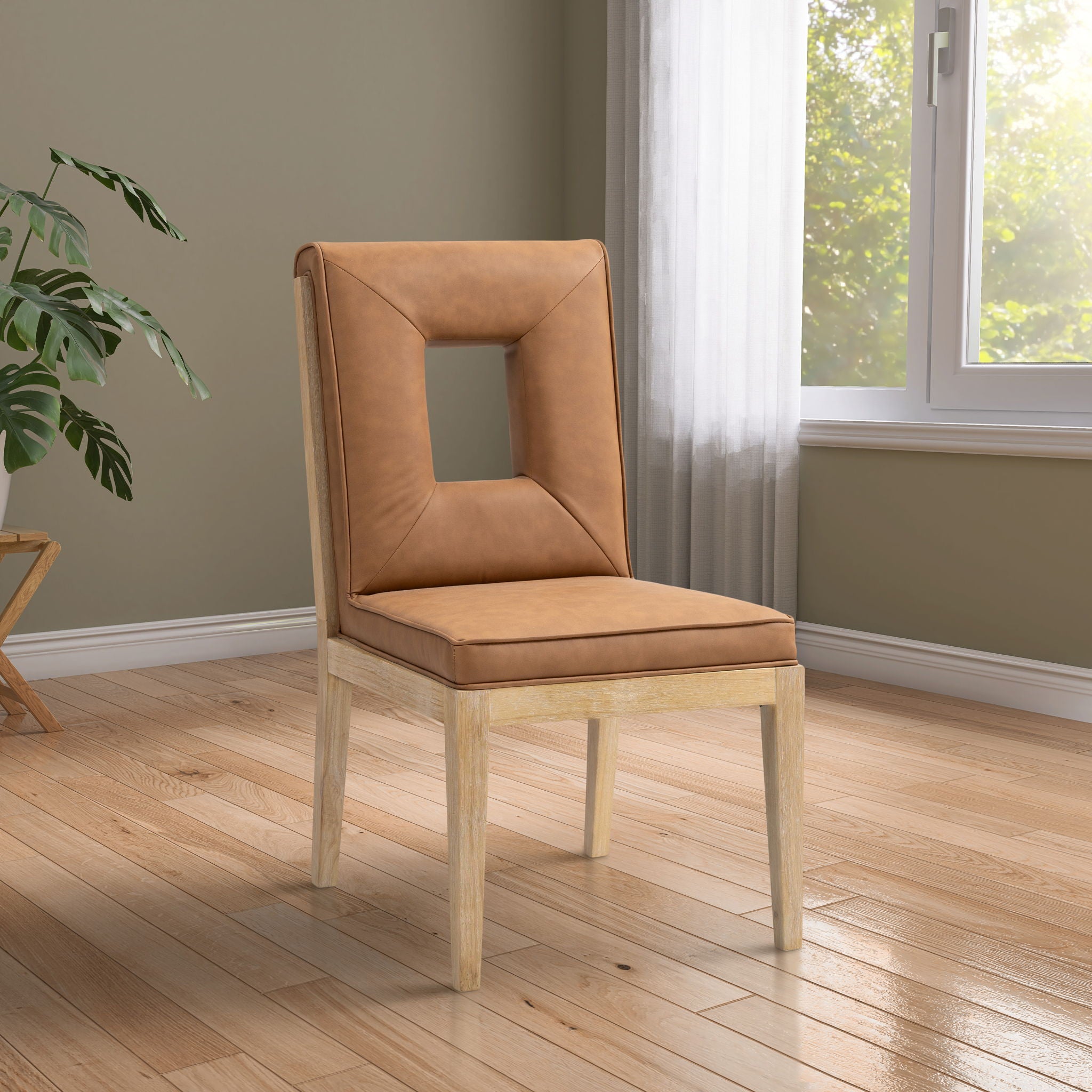 Gwendolyn - Faux Leather Dining Side Chair With Natural Frame (Set of 2) - Urban Living Furniture (Los Angeles, CA)